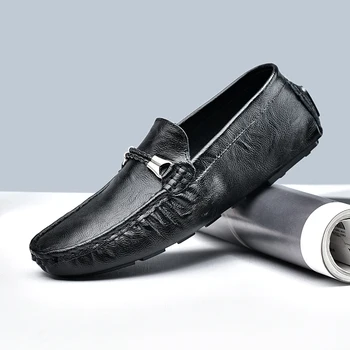 Új Bőr Férfi Naplopók Luxus Kézzel készített Üzleti Alkalmi Cipő Kényelmes, Puha Mokaszin Cipő Lélegző Gyaloglás Férfi Cipő