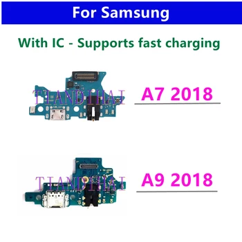 Új Töltő Port Csatlakozó Tábla Flex Kábel Samsung Galaxy A7 2018 A750 A750F / A9 2018 A920 A920F USB Töltés Igazgatóság