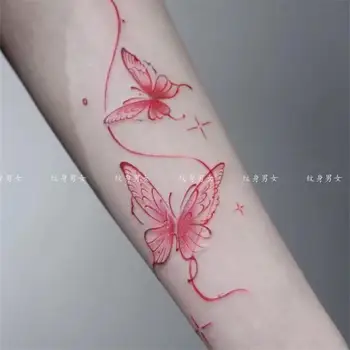 Piros Pillangó Tetoválás Matricák a Nők, Szexi Ideiglenes Tetoválás Kínai Stílusú, Tartós, Vízálló Art Tattoo Kulcscsont Hamis Tetoválás